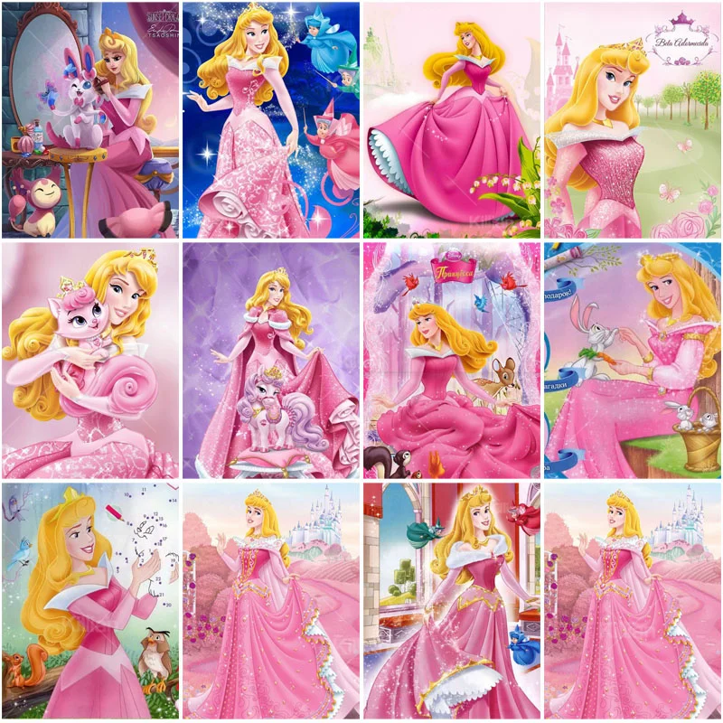 Prenses Güzel Aurora Elmas Boyama Uyku Güzellik Sanat Disney Desen Karikatür Prenses Mozaik Figürü Çocuk Odası Dekor 0