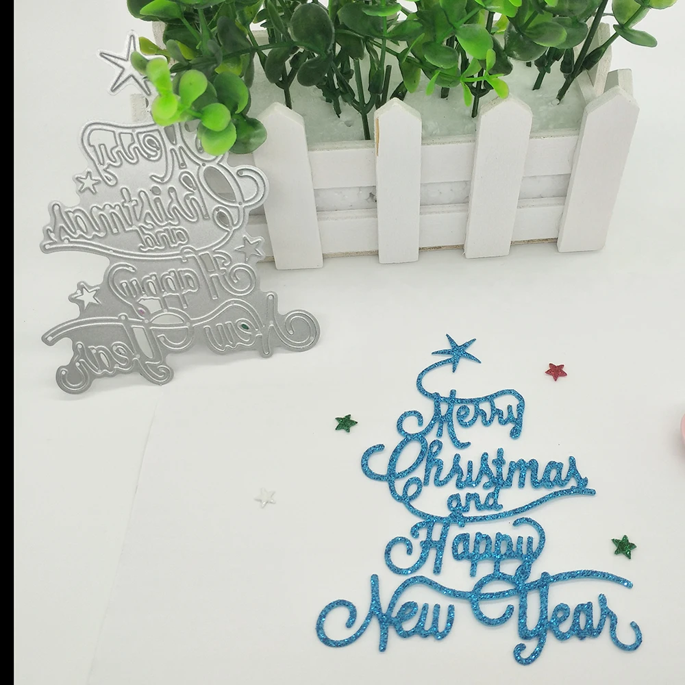 Noel ağacı şekli Merry Christmas ve Mutlu Yeni Yıl metal kesici kalıp, karalama defteri, fotoğraf albümü dekorasyon DIY el yapımı sanat 0