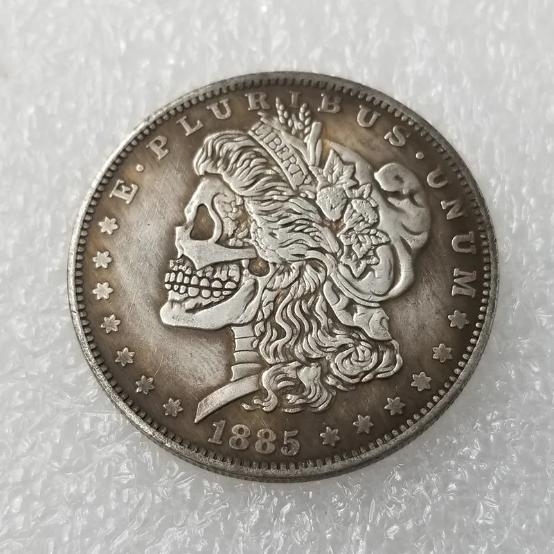 Amerikan 1885 Ranger Kafatası Gümüş Kaplama hatıra parası Koleksiyonu hatıra parası Hediye Mücadelesi Coin 0