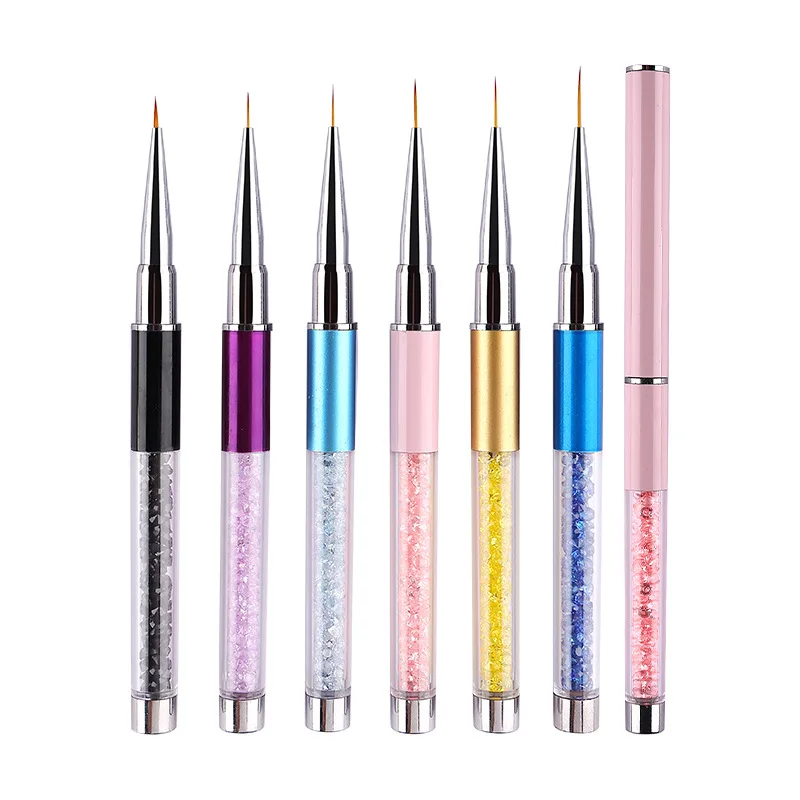 1 Adet Rhinestone Kolu Nail Art Akrilik UV Jel Uzatma Fırça Izgaraları Çiçek DIY Tasarım Çizim Kalemi Kalem Manikür Aracı 0
