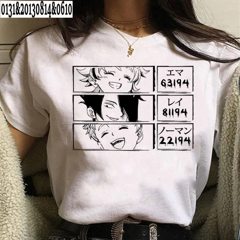 2021 Japon Anime Söz Verdi Neverland T Shirt Kadın Yaz Üstleri Yeni Karikatür Emma Norman Ray Grafik Tees Unisex T-shirt 0
