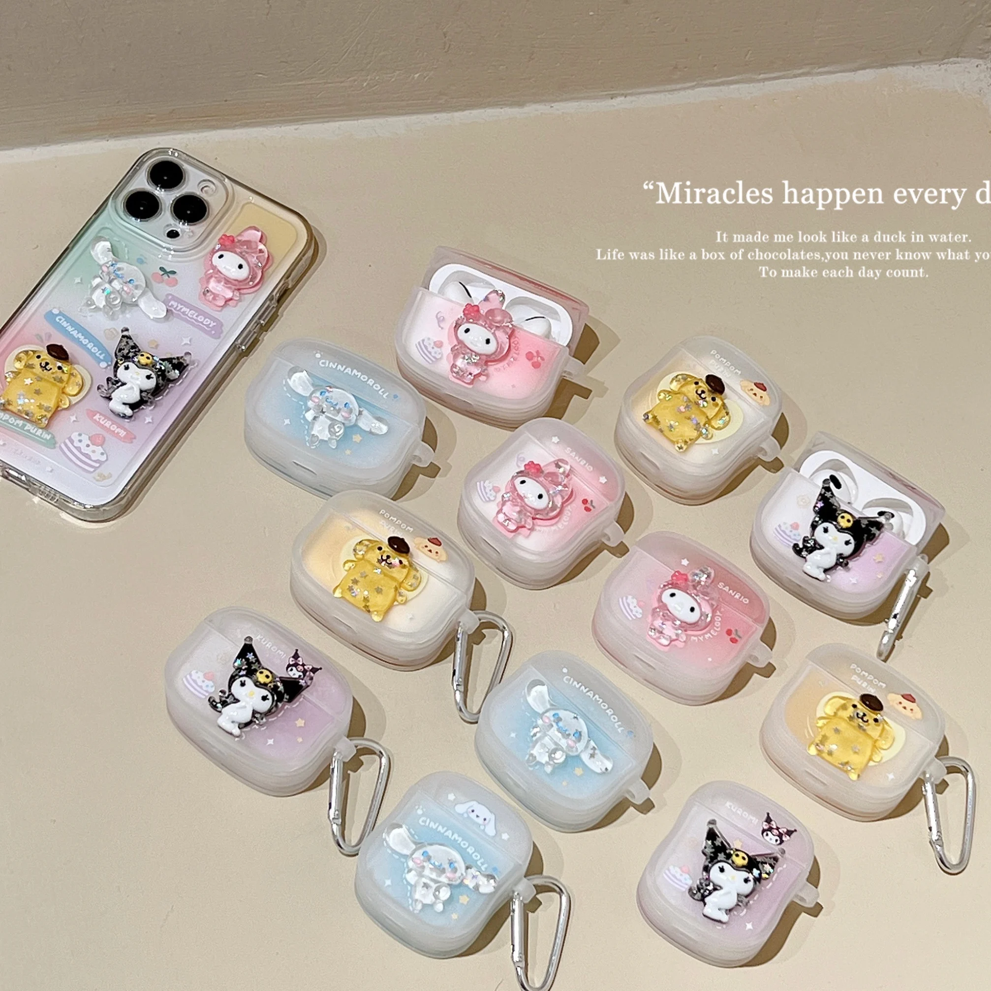 Sanrio 3D Hello Kitty kuromi benim melodi cinnamoroll Kulaklık Kılıfı Apple AirPods için Hava Bakla 1 2 3 Pro Kapak Kulaklık Kutusu Çantası 0