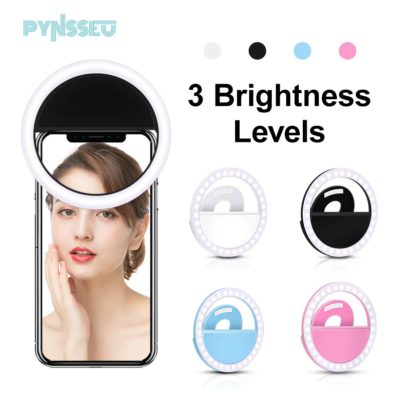 PYNSSEU Selfie yuvarlak ışık flaş ışığı USB Şarj LED halka ışık Taşınabilir Clip-on Cep Telefonu Selfie halka ışık Video canlı 0