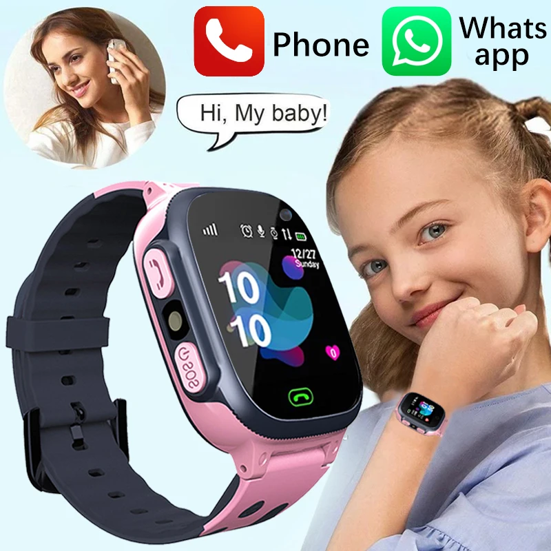 Çocuklar Saatler Çağrı akıllı saat Çocuklar için GPS SOS Su Geçirmez Smartwatch Saat SIM Kart Konumu çocuk takip cihazı Kız Erkek İzle 0