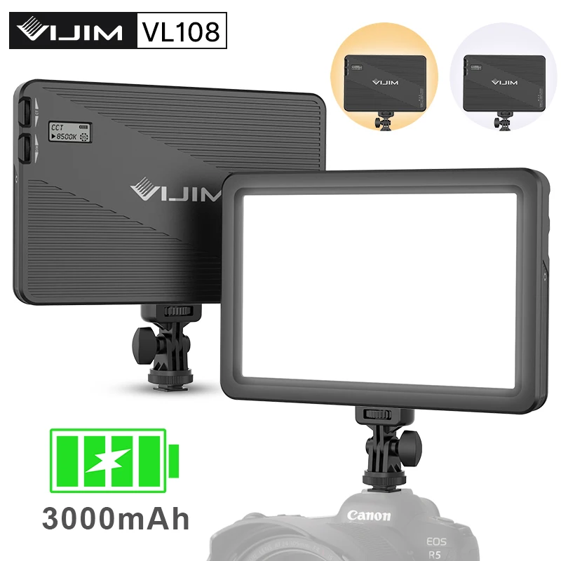 VIJIM VL108 kısılabilir LED Video ışık paneli 3200K-5500K kamera ışık fotoğrafçılığı lamba için Tripod ile Youtube Video dolgu ışığı 0