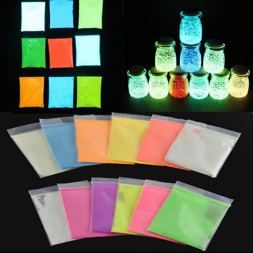 10g Aydınlık Kum Taş Floresan Süper Parlak Parçacıklar Karanlık Pigment için Parti DIY Epoksi Reçine Kalıp Dolgu 0