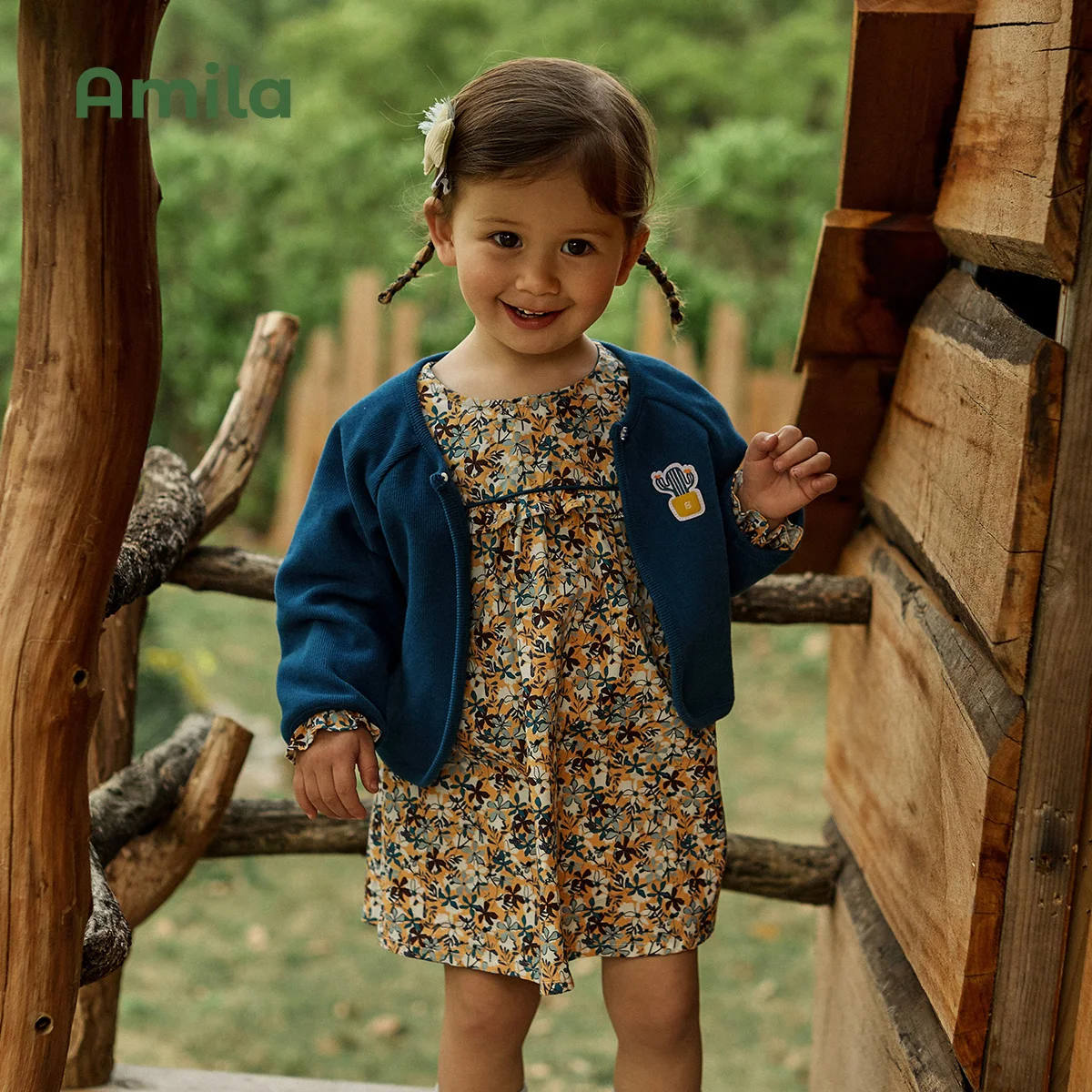 Amila Bebek Elbise Setleri 2022 Sonbahar Yeni Düz Renk Ceket Çiçek A-Line Etek Takım Elbise Kızlar için Uzun Kollu Çocuk Giysileri Moda 0