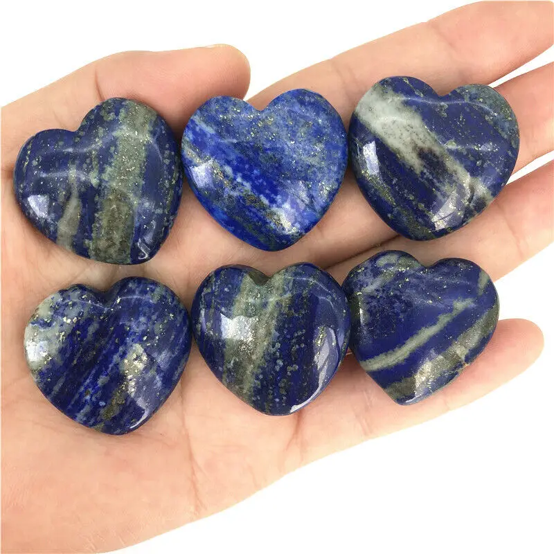 Toptan 1 adet Doğal Lapis Lazuli Kalp Şeklinde Kuvars Kristal El cilalı Şifa Dekor Doğal Kuvars Kristalleri 0