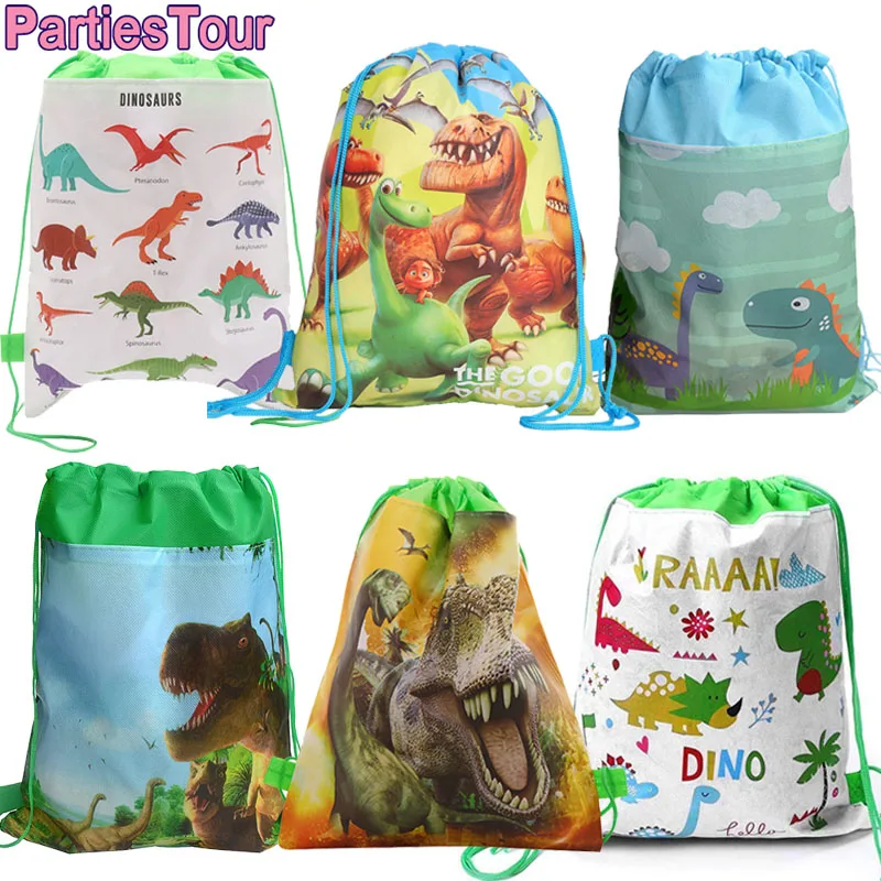 7 adet Dinozor Parti Malzemeleri Favor İpli Çanta Çocuk Doğum Günü Erkek ve Kız Dino sırt Çantası Dinozor Oyuncak saklama çantası 0