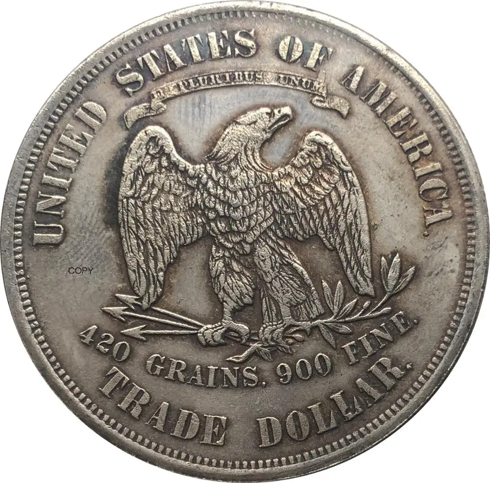 Amerika Birleşik Devletleri Amerika 1873 1 Ticaret Bir Dolar ABD Tanrı Biz Güven 420 Tane 900 İnce Cupronickel Gümüş Kaplama Kopya Para 1