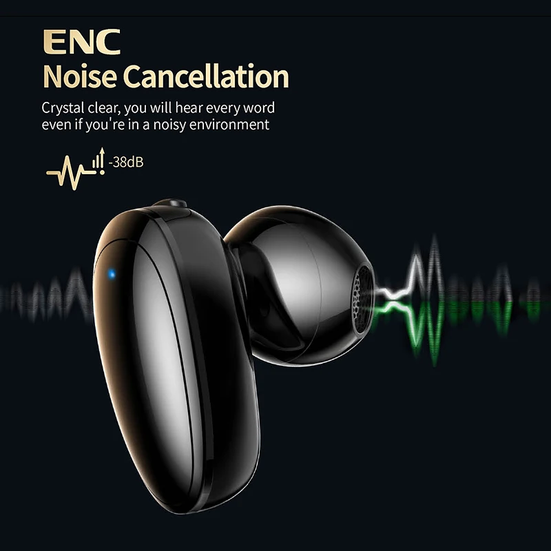 TWS kablosuz kulaklık Mini Tek Spor Bluetooth 5.2 Kulaklık Kablosuz Oyun Kulaklık Stereo ENC Gürültü İptal Mic İle 1