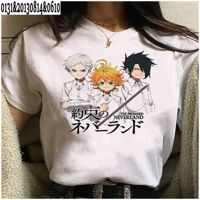 2021 Japon Anime Söz Verdi Neverland T Shirt Kadın Yaz Üstleri Yeni Karikatür Emma Norman Ray Grafik Tees Unisex T-shirt 1