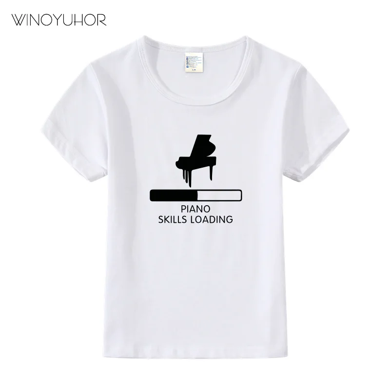 Piyano Becerileri Yükleme Baskı T Shirt Bebek Erkek Kız Komik kısa kollu tişört Çocuk Sevimli Piyanist Üstleri 2020 Yeni Yaz 1