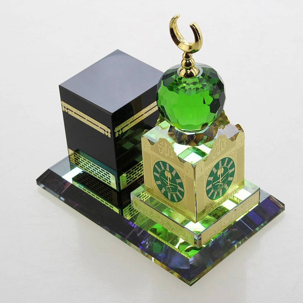 Eid Müslüman Kristal Ramazan Mimari Minyatür Süsler Saat Heykeli İslam Yapı Figürleri Hediye Ev Ofis Odası için 1