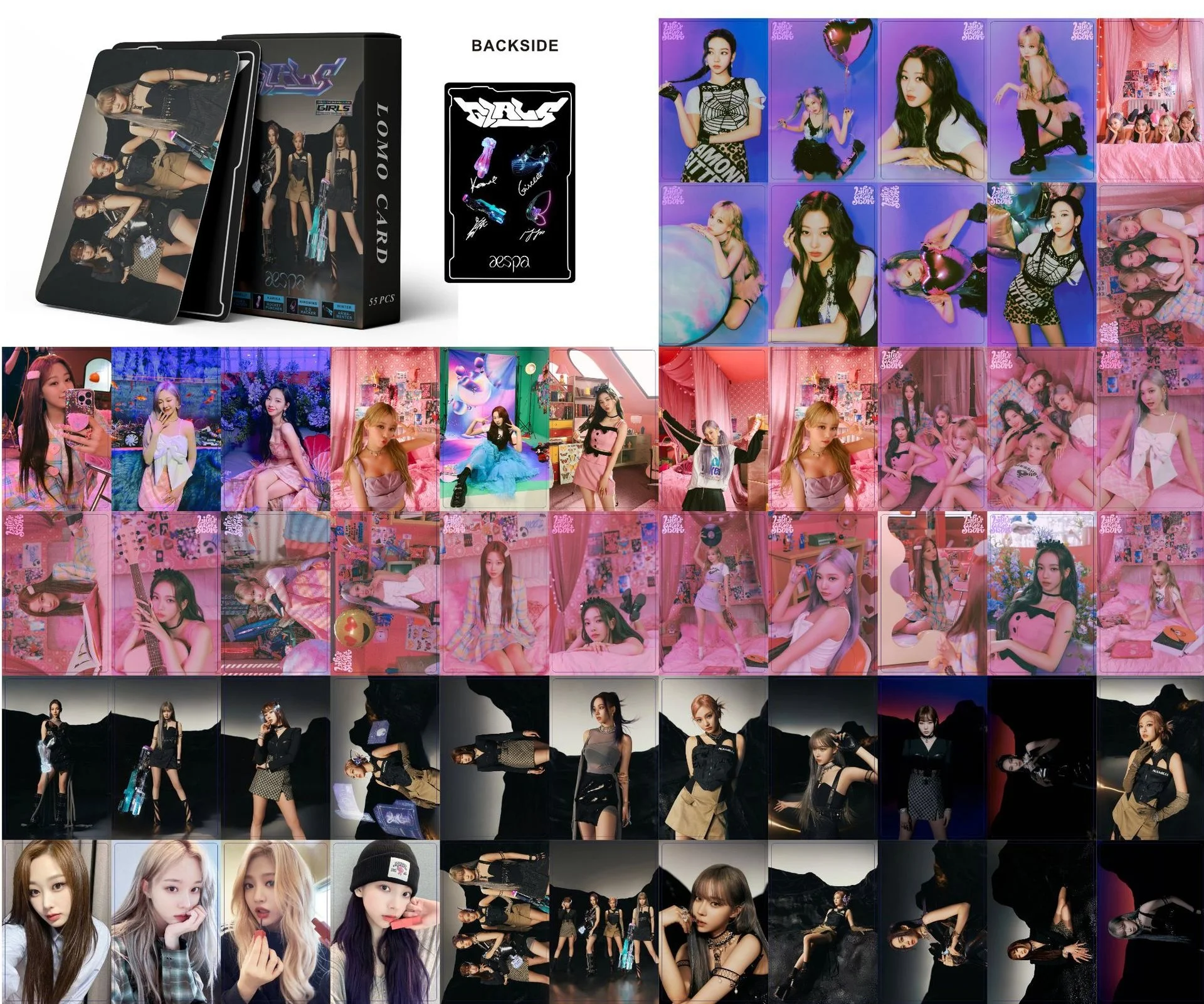 55 adet Kpop Aespa Yeni Albüm Kızlar Fotocard Lomo Kartı HD Fotoğraf Hayranları Koleksiyonu Kartpostal Hediyeler Kadınlar İçin Poster 1