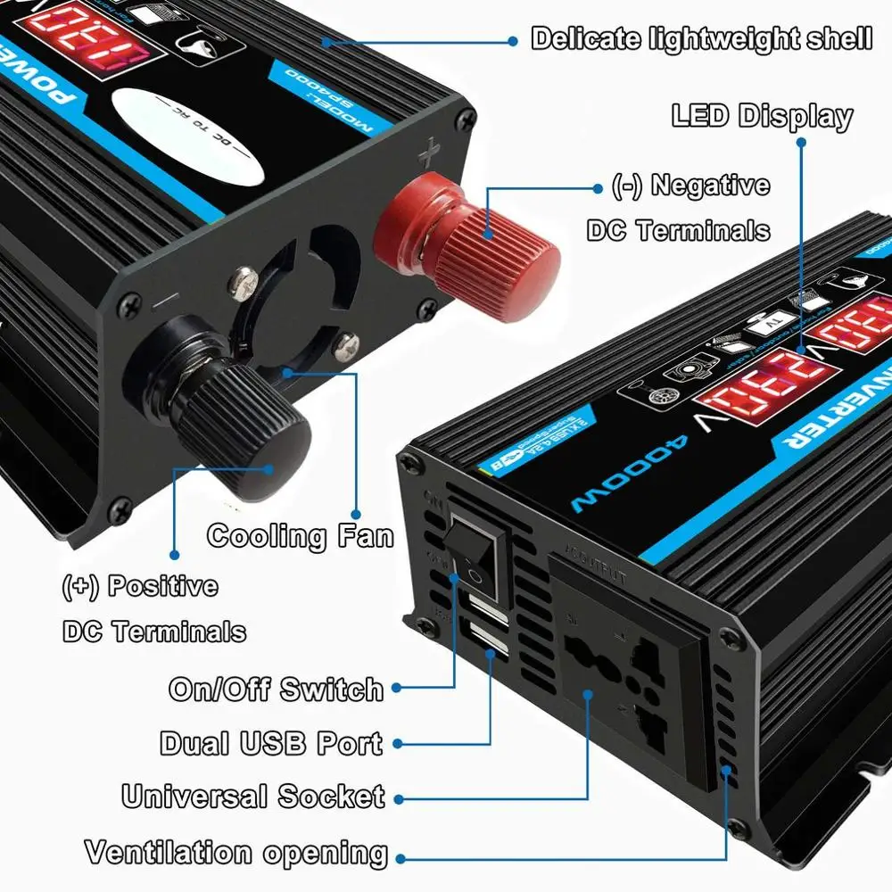 300 W 12 V 220 V/110 V LED Ac araba güç invertörü Dönüştürücü şarj adaptörü ınversor çift USB Trafo Modifiye Sinüs Dalga 1