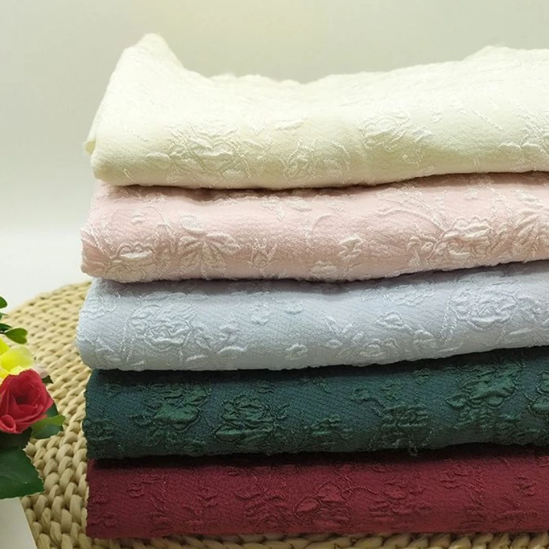 3D Çiçek Kabartmalı Malzeme Streç Polyester Kumaş Jakarlı Kumaş Kadınlar İçin takım kıyafet, Siyah,Beyaz,Pembe,Yeşil, Metre 1