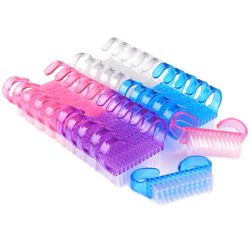 10 Adet / grup Mix Renk Plastik Tırnak resim fırçası Seti Temizleme Toz Sökücü Temiz Şeffaf Fırçalar Manikür Pedikür Bakım Araçları 1