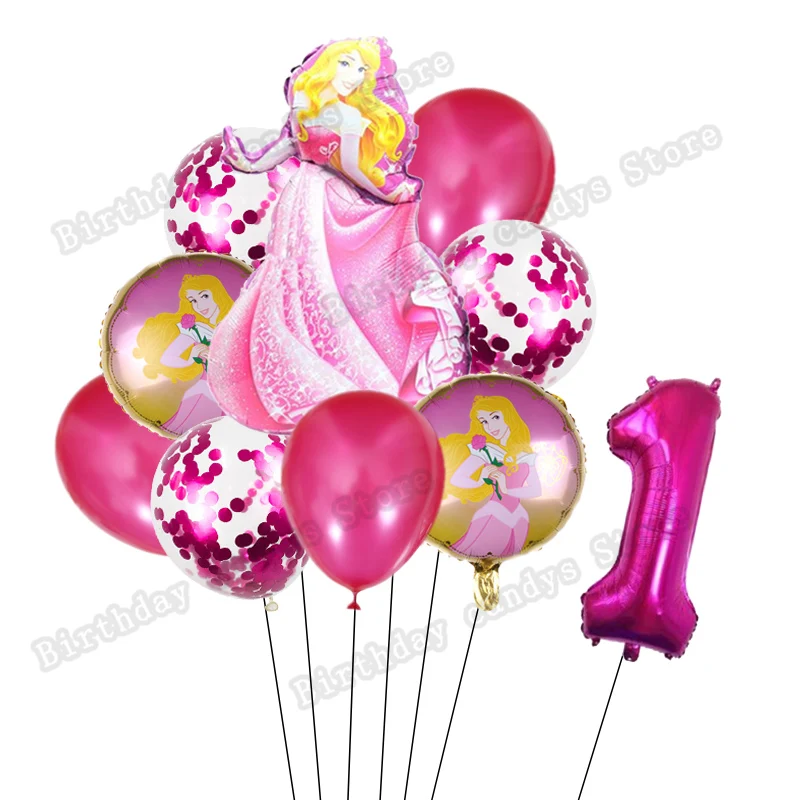 Disney Uyku Güzellik Prenses Tema Balonlar Kız Doğum Günü Partisi Dekoru 32 İnç Numarası Pembe Balonlar Bebek Duş Malzemeleri Küre 1
