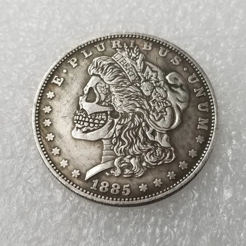 Amerikan 1885 Ranger Kafatası Gümüş Kaplama hatıra parası Koleksiyonu hatıra parası Hediye Mücadelesi Coin 2