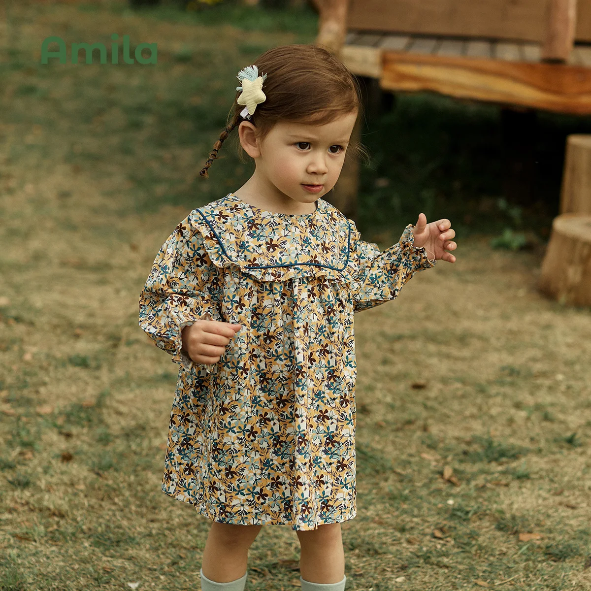 Amila Bebek Elbise Setleri 2022 Sonbahar Yeni Düz Renk Ceket Çiçek A-Line Etek Takım Elbise Kızlar için Uzun Kollu Çocuk Giysileri Moda 2