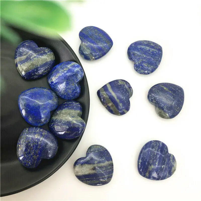 Toptan 1 adet Doğal Lapis Lazuli Kalp Şeklinde Kuvars Kristal El cilalı Şifa Dekor Doğal Kuvars Kristalleri 2