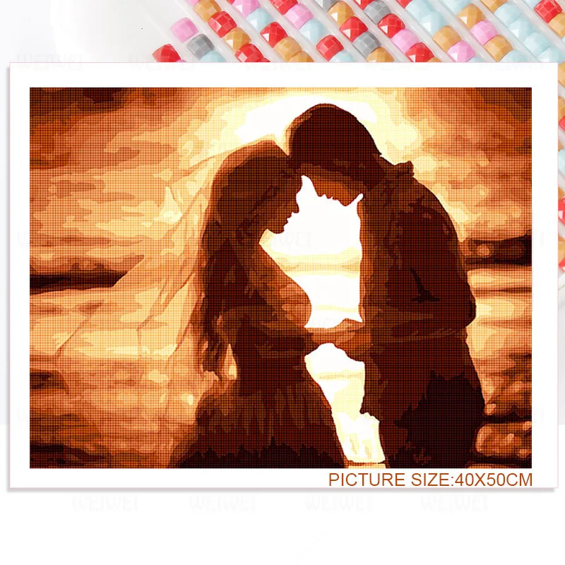 Düğün Hediyeleri Çift Elmas Boyama Yeni El Sanatları 5D Dıy Çapraz Dikiş Romantik Çift Öpücük Kucaklama Elmas Nakış Mozaik 2