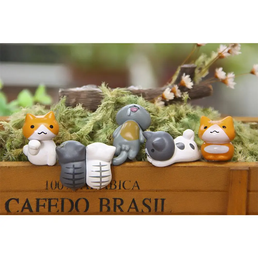 Saksı Dekorasyon Mini Heykel Bahçe Dekor Güzel Kedi Figürleri Reçine El Sanatları Bahçe Hayvan Açık Kedi Kalıpları 3