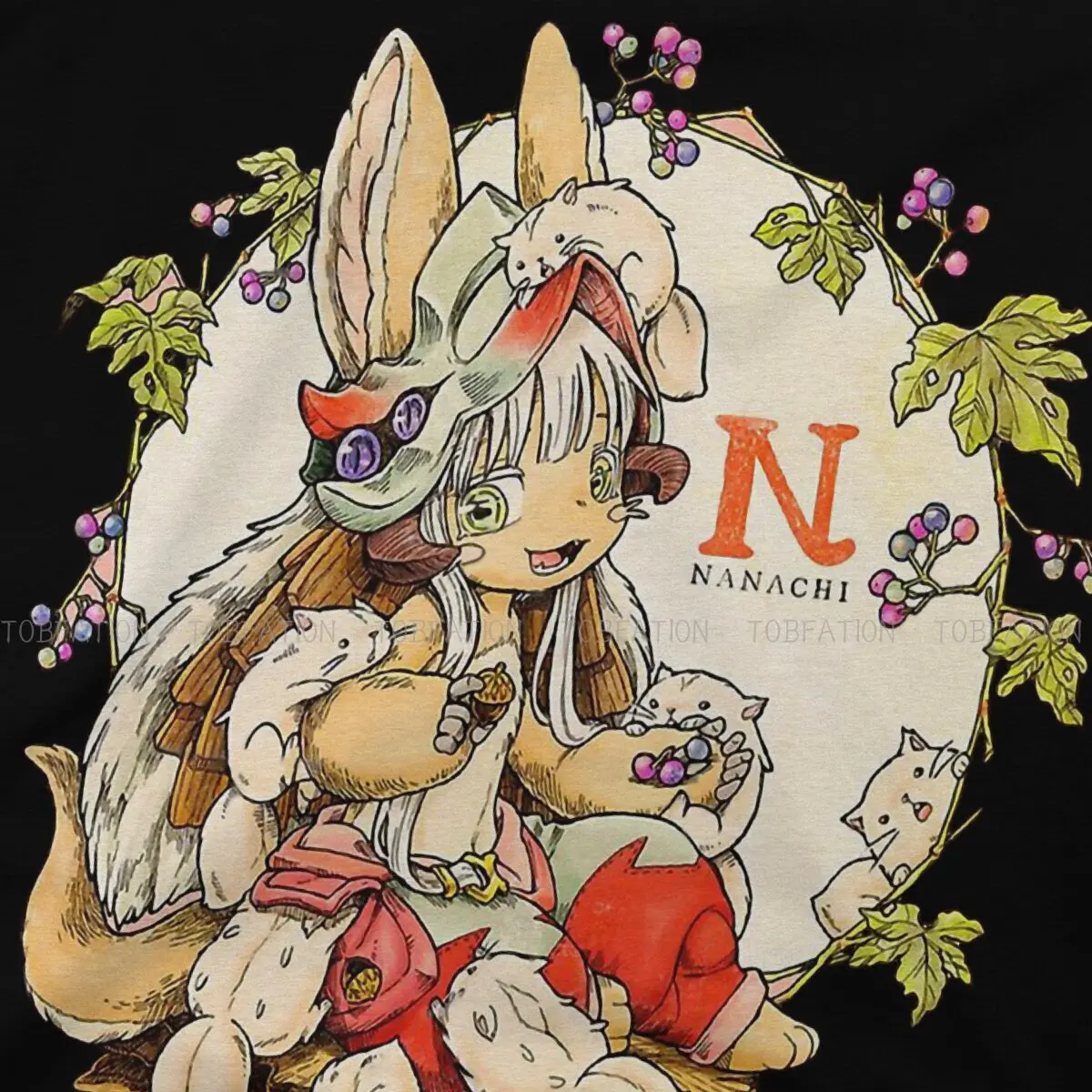 Yapılan Abyss Nanachi ve Tatlı Hayvanlar T Shirt Klasik Alternatif Tshirt Gevşek O-Boyun Streetwear 3