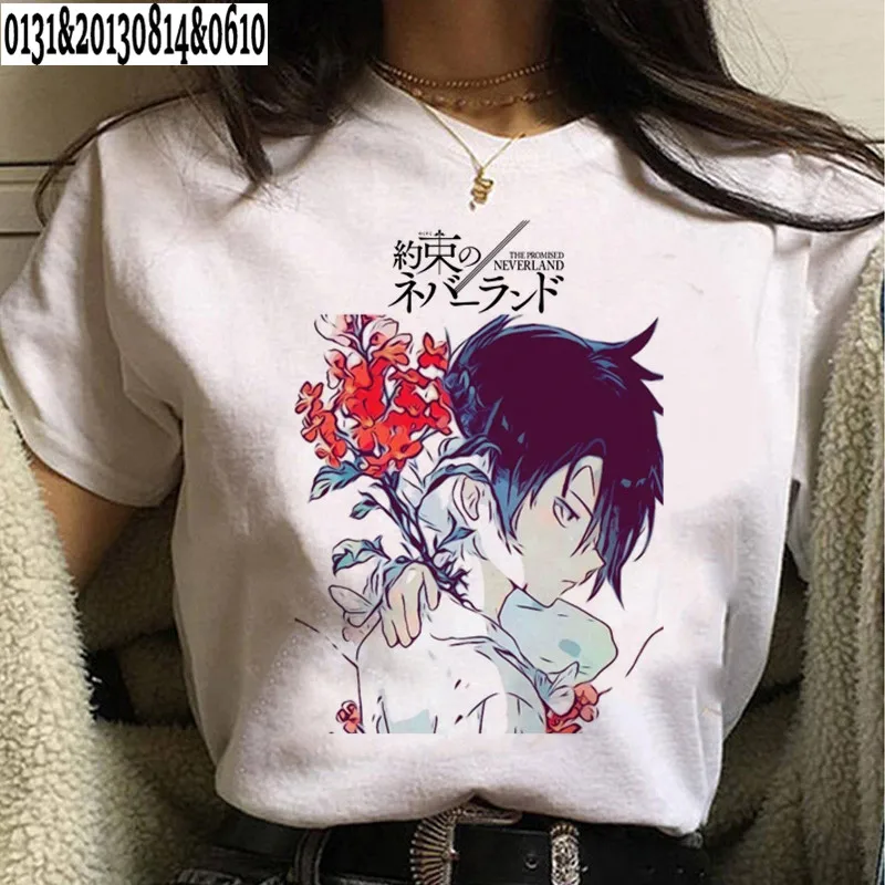 2021 Japon Anime Söz Verdi Neverland T Shirt Kadın Yaz Üstleri Yeni Karikatür Emma Norman Ray Grafik Tees Unisex T-shirt 3