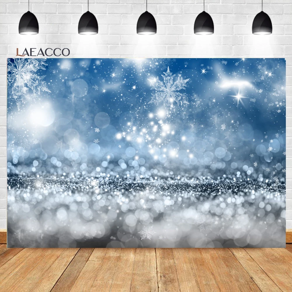 Laeacco Kış Kar Taneleri Yıldız Mavi Dondurulmuş Odası Dekorasyon Doğum Günü Zemin Fotoğraf Fotoğraf Arka Plan Fotoğraf Stüdyosu Için 3