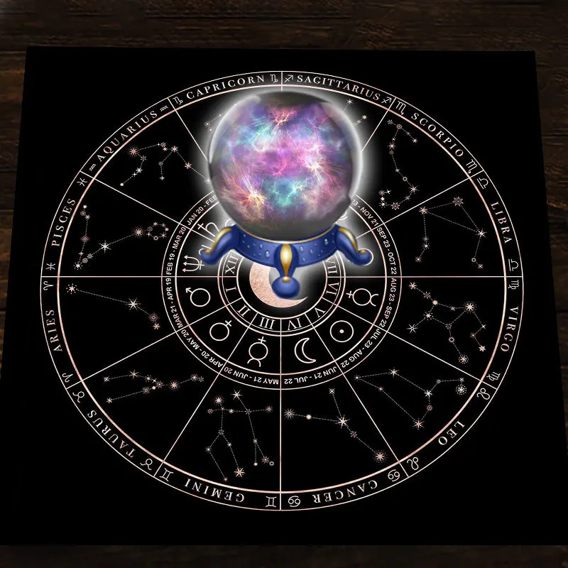 Tarot Masa Örtüsü Pazen Su Geçirmez Kumaş Ped Beş yıldızlı Astrolog Masa Örtüsü Goblen Astrolog Masa Oyunu Bez 60X60 cm 3