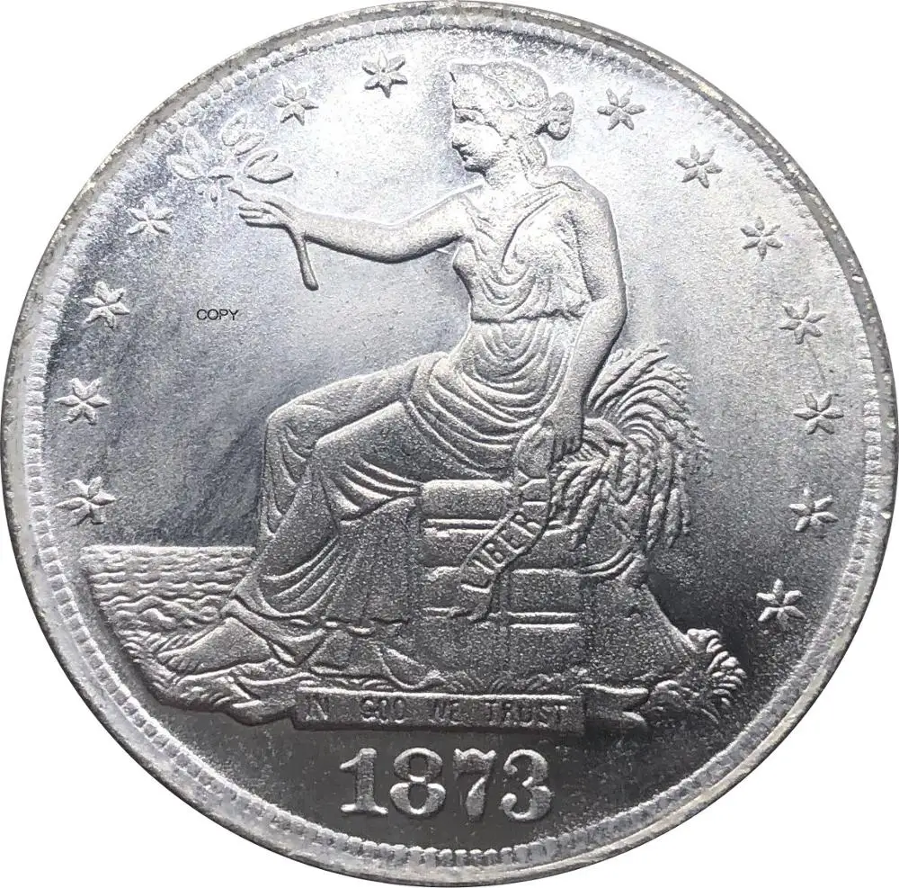 Amerika Birleşik Devletleri Amerika 1873 1 Ticaret Bir Dolar ABD Tanrı Biz Güven 420 Tane 900 İnce Cupronickel Gümüş Kaplama Kopya Para 4