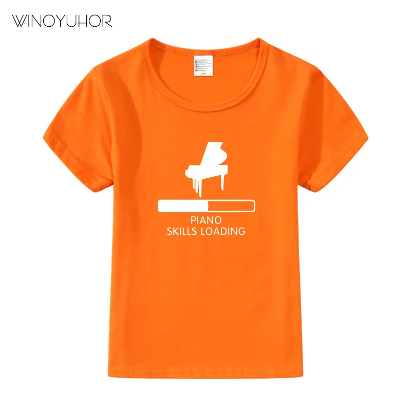 Piyano Becerileri Yükleme Baskı T Shirt Bebek Erkek Kız Komik kısa kollu tişört Çocuk Sevimli Piyanist Üstleri 2020 Yeni Yaz 4