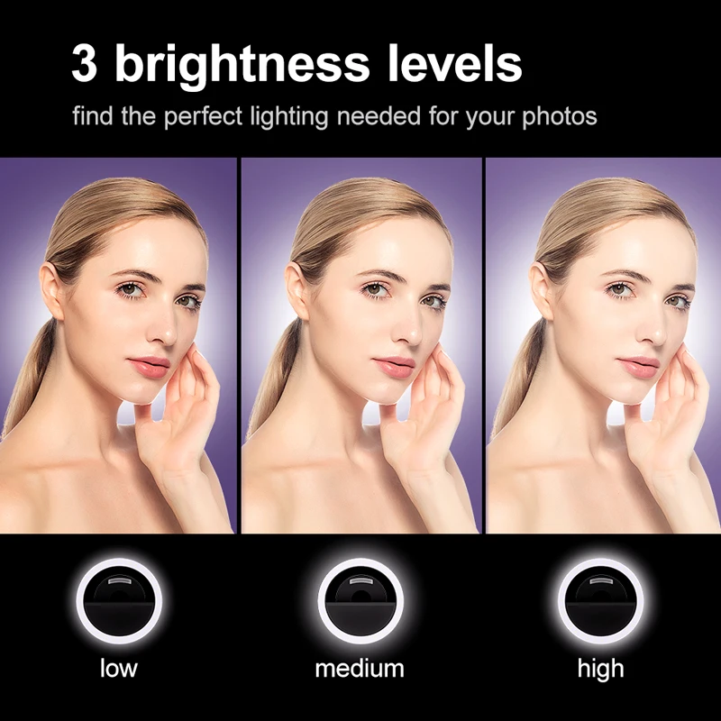 PYNSSEU Selfie yuvarlak ışık flaş ışığı USB Şarj LED halka ışık Taşınabilir Clip-on Cep Telefonu Selfie halka ışık Video canlı 4