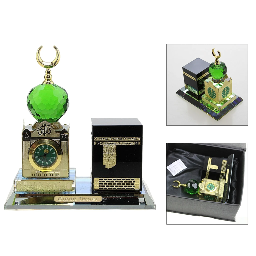 Eid Müslüman Kristal Ramazan Mimari Minyatür Süsler Saat Heykeli İslam Yapı Figürleri Hediye Ev Ofis Odası için 4