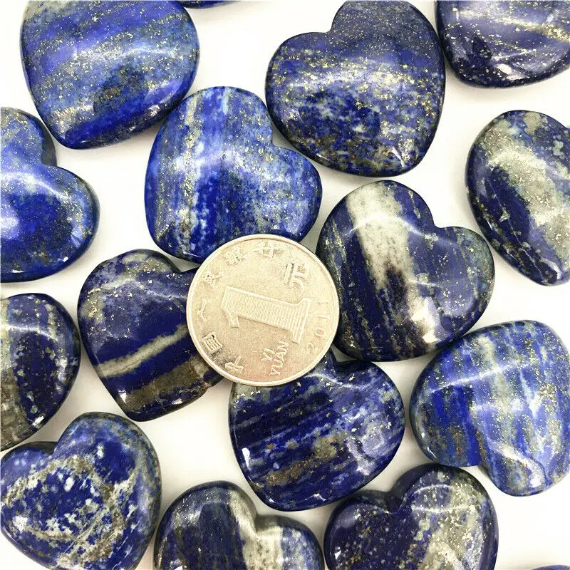 Toptan 1 adet Doğal Lapis Lazuli Kalp Şeklinde Kuvars Kristal El cilalı Şifa Dekor Doğal Kuvars Kristalleri 4