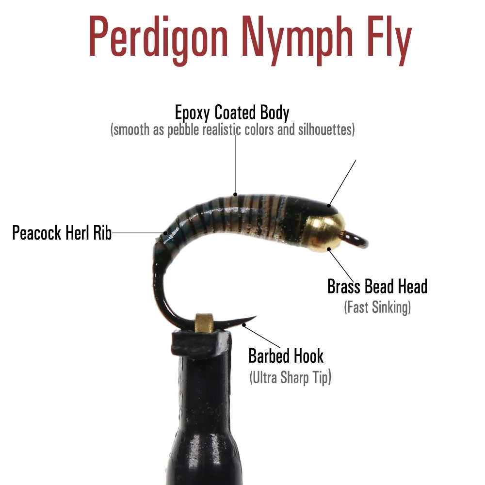 LİONRİVER Perdigon Perileri Sinek Balıkçılık Epoksi Buzz Fly Alabalık Balıkçılık Cazibesi Yem Barbless Kanca Boyutu #12 #14 #16 4