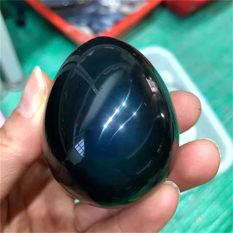 Toptan doğa siyah obsidyen yumurta kristal el sanatları palmiye taş altın obsidyen yumurta şifa hediye dekorasyon için 4