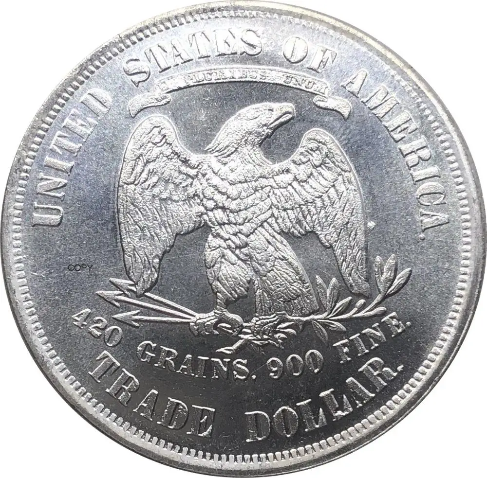 Amerika Birleşik Devletleri Amerika 1873 1 Ticaret Bir Dolar ABD Tanrı Biz Güven 420 Tane 900 İnce Cupronickel Gümüş Kaplama Kopya Para 5
