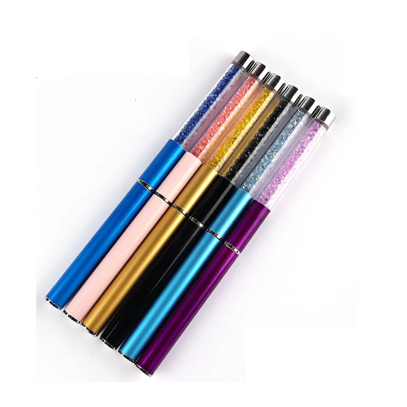 1 Adet Rhinestone Kolu Nail Art Akrilik UV Jel Uzatma Fırça Izgaraları Çiçek DIY Tasarım Çizim Kalemi Kalem Manikür Aracı 5