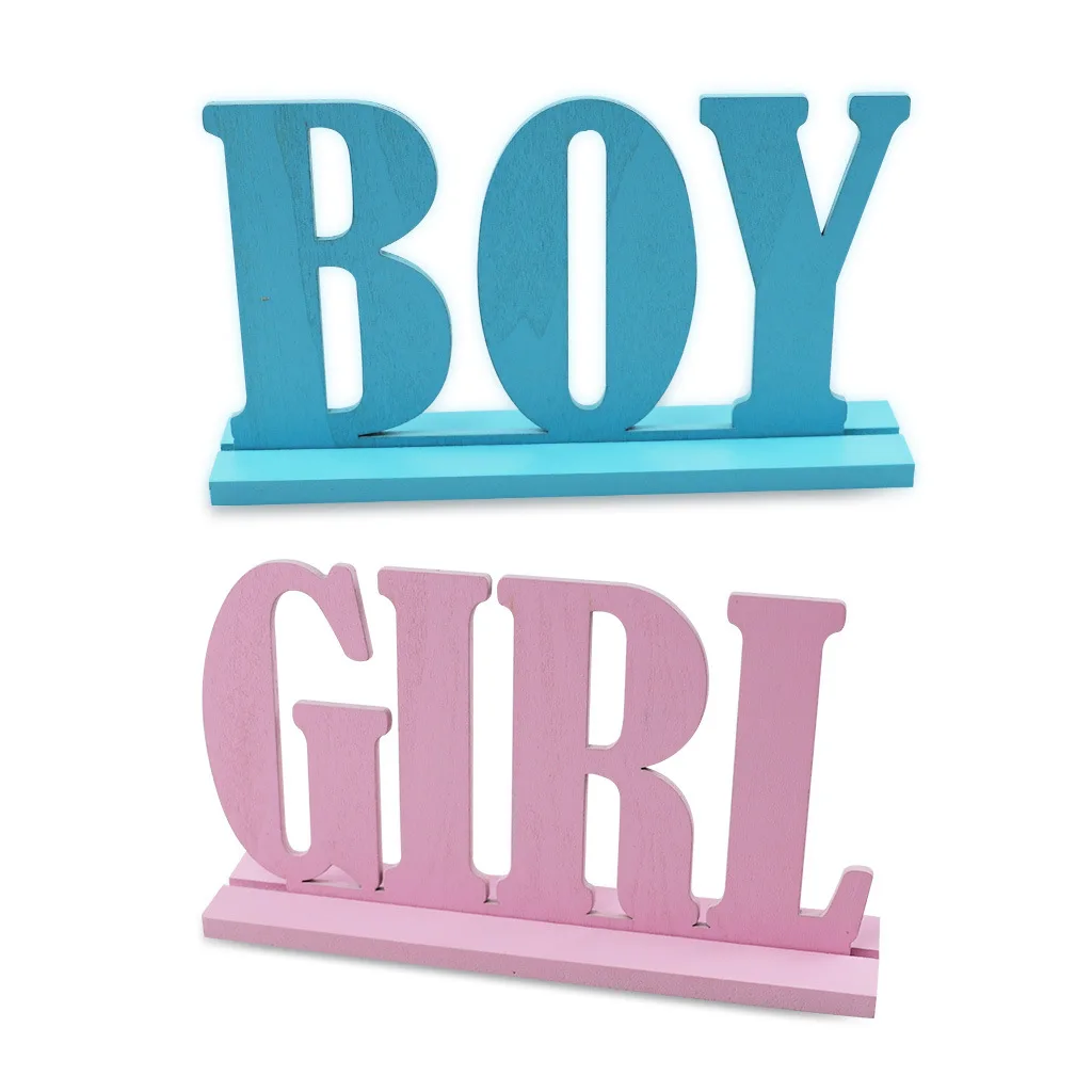 Ahşap Pembe Kız Mavi Erkek Bebek Duş Parti Dekorasyon Cinsiyet Reveal Parti Süslemeleri Malzemeleri 5