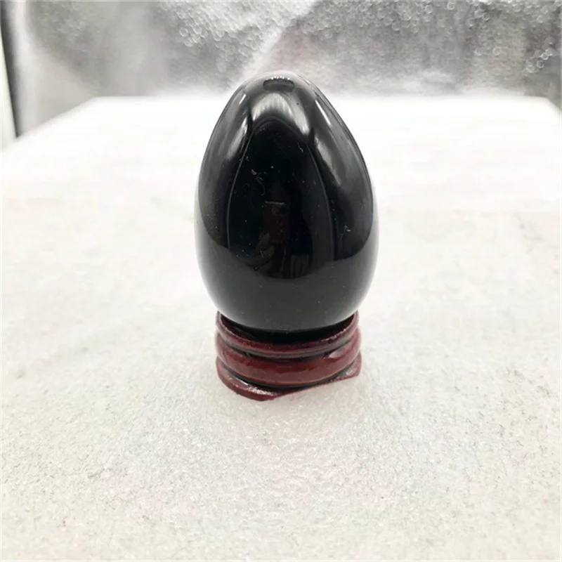 Toptan doğa siyah obsidyen yumurta kristal el sanatları palmiye taş altın obsidyen yumurta şifa hediye dekorasyon için 5