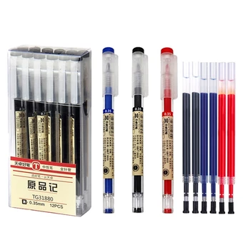0.35 mm Jel Seti Kalemler Kırmızı / Siyah / Mavi Mürekkep Yedekler Çubuk Japon Kalem Kolu Okul Ofis Yazma Malzemeleri Kırtasiye