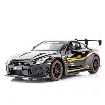 1:32 Nissan GTR R35 Yarış Diecasts ve Oyuncak Araçlar Metal Araba Modeli Ses ışık Koleksiyonu oyuncak arabalar Çocuklar Için noel hediyesi