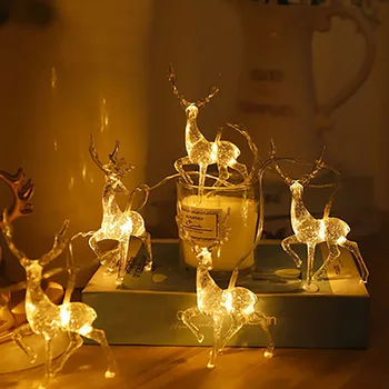 1.5 m 3 m Noel süsler LED dize ışıklar akülü kristal Elk peri ışıklar noel düğün DIY Çelenk
