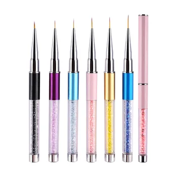 1 Adet Rhinestone Kolu Nail Art Akrilik UV Jel Uzatma Fırça Izgaraları Çiçek DIY Tasarım Çizim Kalemi Kalem Manikür Aracı
