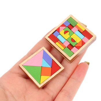 1 Takım Dollhouse Minyatür Aksesuarları Mini Simülasyon Renk Yapı Taşları Tangram Modeli Bebek DIY Dekor Aksesuarları Oyuncak