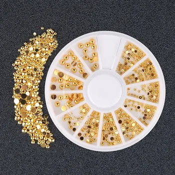 1 Tekerlek Altın Nail Art Glitter 3D Taşlar Nageldesign DIY Nail Art Dekorasyon Tırnak Süslemeleri Kristal Strass AB Taşlar