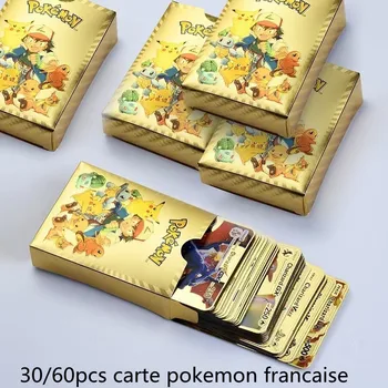 10-60 ADET Pokemon Kartı Fransız Sahip V VMAX ETİKETİ GX MEGA EX Pokémon Parlayan Francaise Sürüm Oyun Savaş Ticaret Flash Kartlar